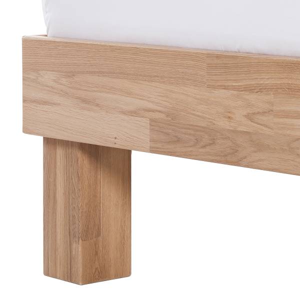 Massivholzbett AresWOOD Eiche Weißöl - 140 x 200cm - Mit Kopfteil