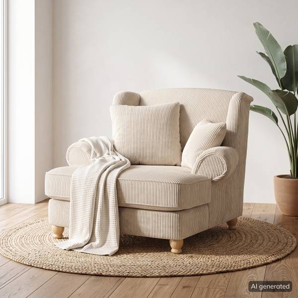 XXL Sessel Colares Cord Creme