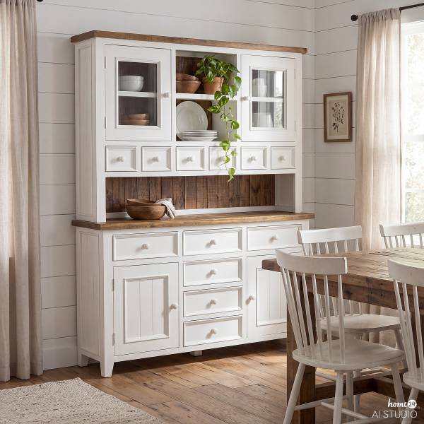 Buffetschrank Balignton Kiefer massiv - Kiefer Weiß