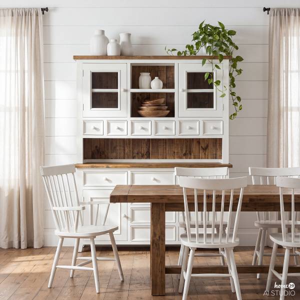 Buffetschrank Balignton Kiefer massiv - Kiefer Weiß