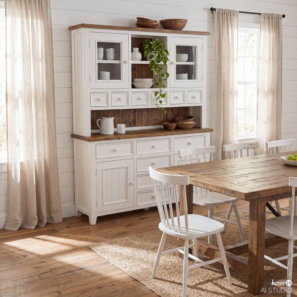 Buffetschrank Balignton Kiefer massiv - Kiefer Weiß