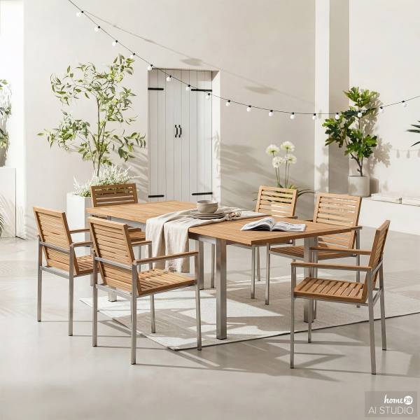 Gartenstuhl TEAKLINE 2er-Set Teak massiv / Edelstahl