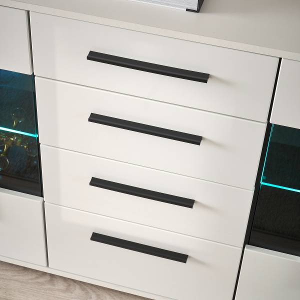 Sideboard Farson mit Glastür Hochglanz Weiß - Breite: 150 cm