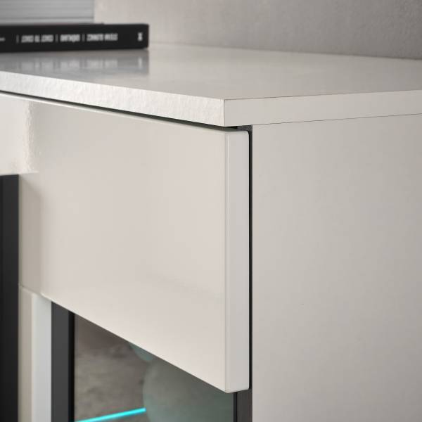 Sideboard Farson mit Glastür Hochglanz Weiß - Breite: 150 cm