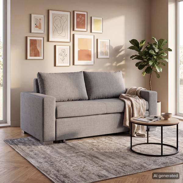 Schlafsofa LATINA Basic Stoff Doran: Grau - Breite: 193 cm
