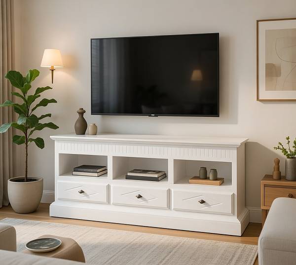 TV Lowboard La Carlotta Pinie massiv - Creme
