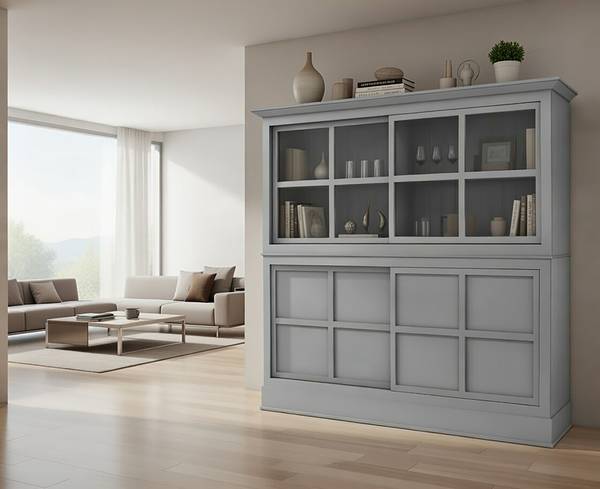 Highboard Azjana Pinie teilmassiv - Granit