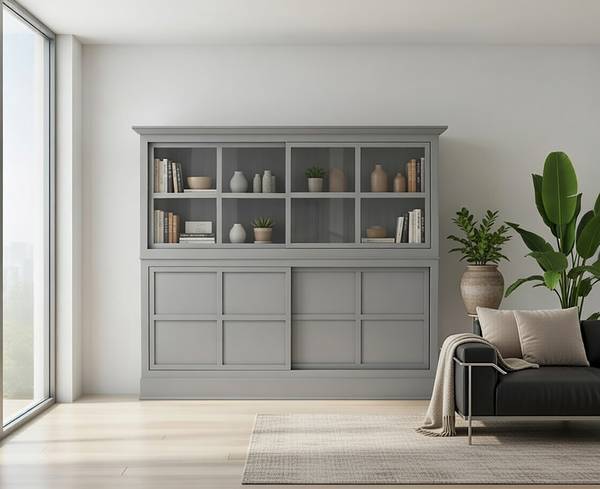 Highboard Azjana Pinie teilmassiv - Granit