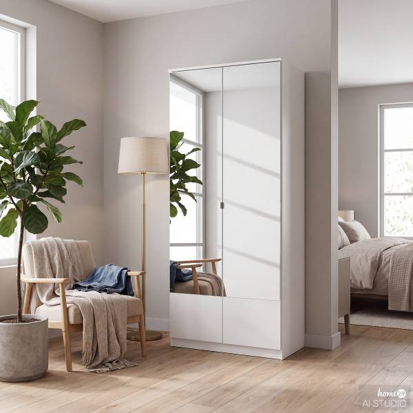 Drehtürenschrank Rajmi (mit Spiegel) Breite: 90 cm