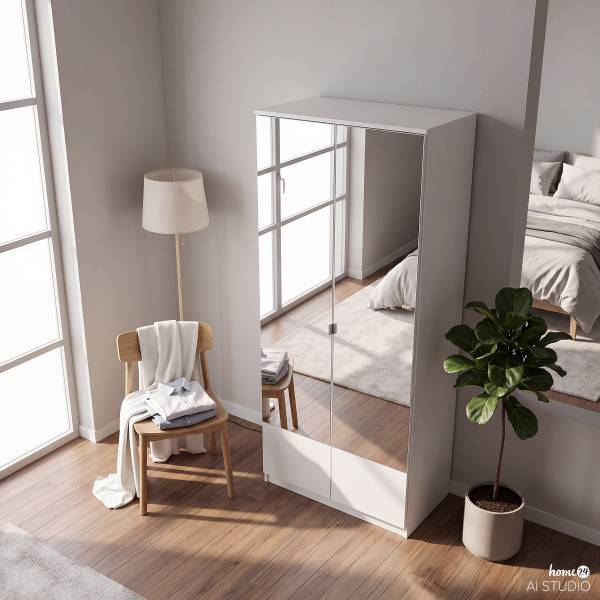 Drehtürenschrank Rajmi (mit Spiegel) Breite: 90 cm