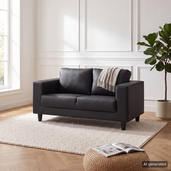 Sofa Bexwell I (2-Sitzer) Kunstleder - Kunstleder Madara: Schwarz