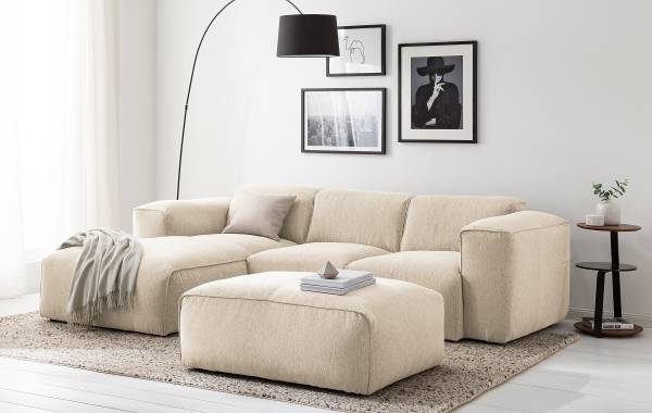 Polsterhocker HUDSON Webstoff Saia: Beige