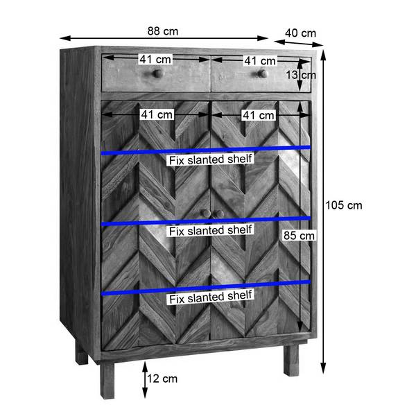 Schuhkommode Yao Akazie massiv / Metall - Akazie / Gold