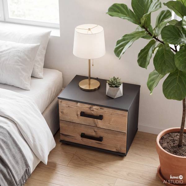 Table de chevet Stockholm Marron - Bois manufacturé - 52 x 40 x 38 cm
