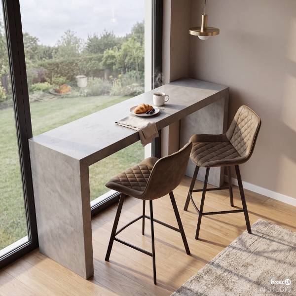 Chaises de bar Epra (lot de 2) microfibre / Métal - Beige / Gris