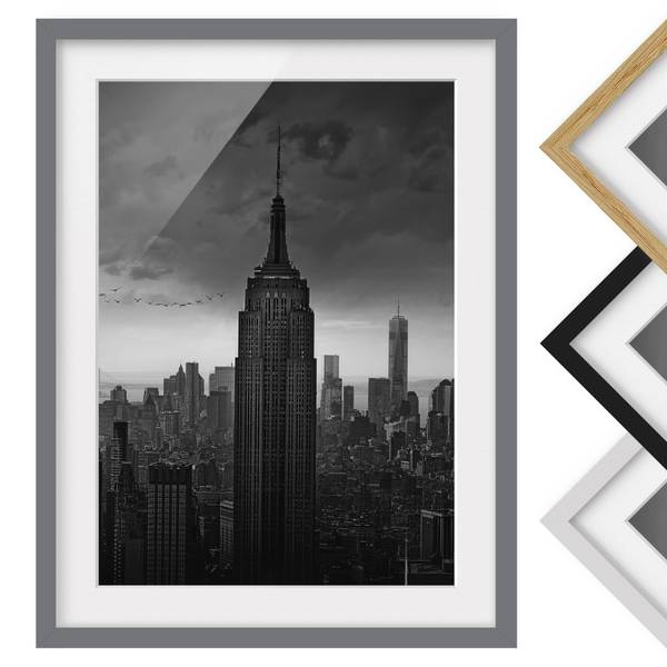 Bild New York Rockefeller View III Kiefer teilmassiv - Grau - 30 x 40 cm