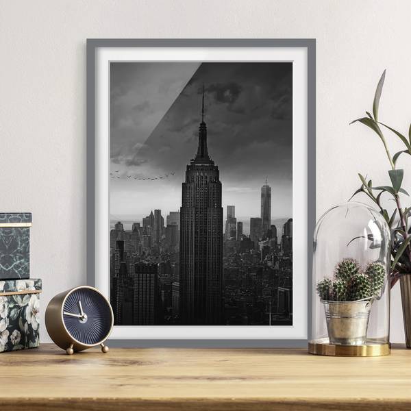 Bild New York Rockefeller View III Kiefer teilmassiv - Grau - 30 x 40 cm