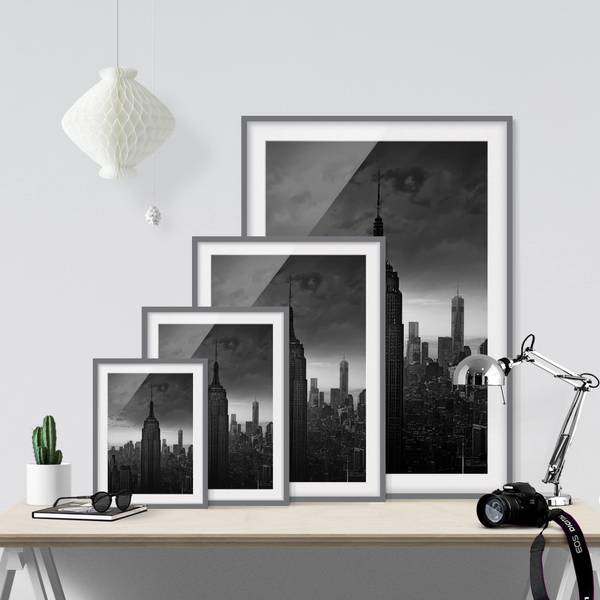 Bild New York Rockefeller View III Kiefer teilmassiv - Grau - 30 x 40 cm