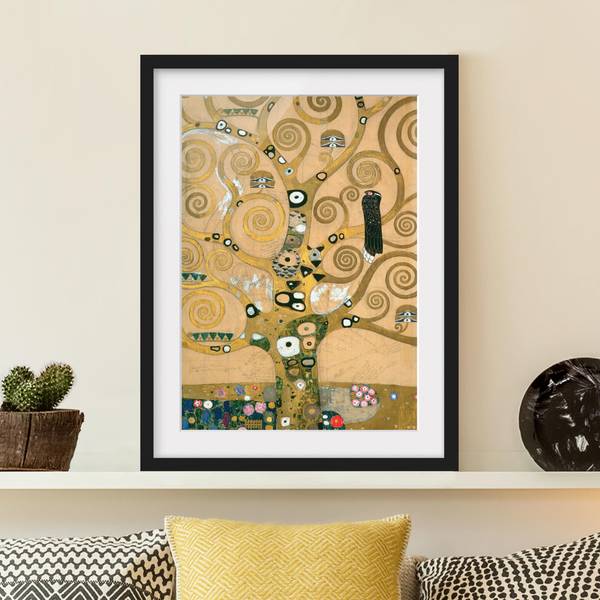 Afbeelding De Levensboom I deels massief grenenhout - zwart - 70 x 100 cm