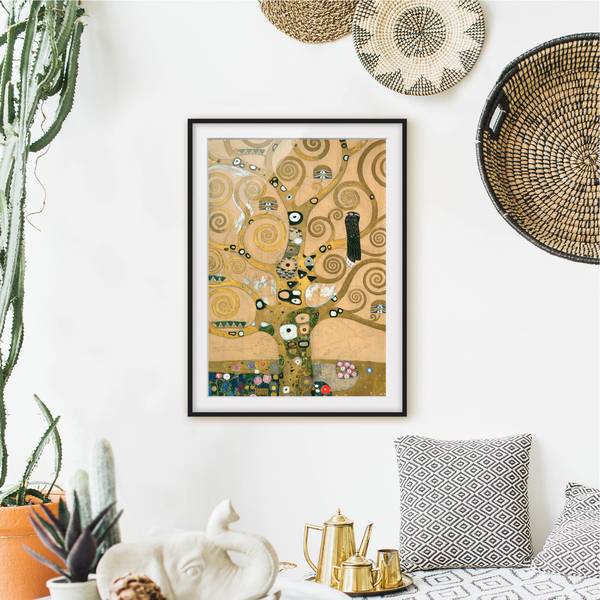 Afbeelding De Levensboom I deels massief grenenhout - zwart - 70 x 100 cm