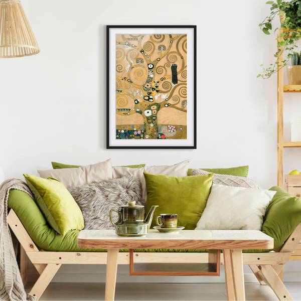 Afbeelding De Levensboom I deels massief grenenhout - zwart - 70 x 100 cm