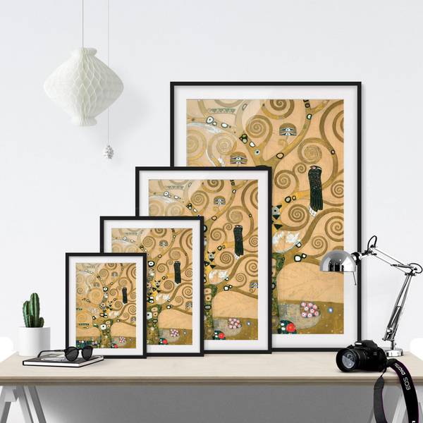 Afbeelding De Levensboom I deels massief grenenhout - zwart - 70 x 100 cm