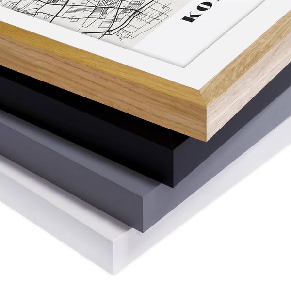 Bild Stadtplan Kopenhagen I Kiefer teilmassiv - Schwarz - 70 x 100 cm