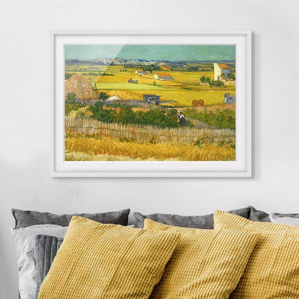 Impression d’art la récolte II Partiellement en pin massif - Blanc - 40 x 30 cm