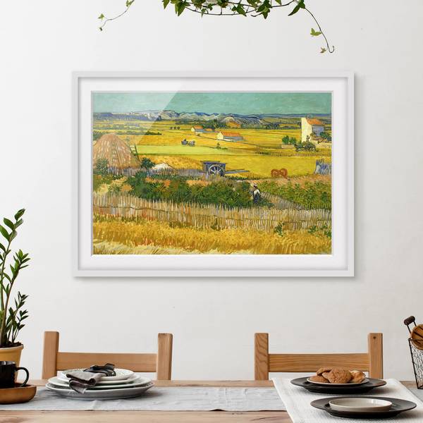 Impression d’art la récolte II Partiellement en pin massif - Blanc - 40 x 30 cm