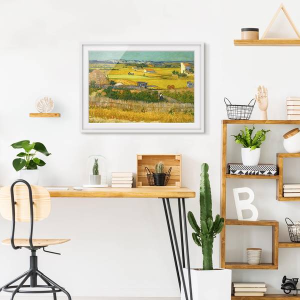 Impression d’art la récolte II Partiellement en pin massif - Blanc - 40 x 30 cm