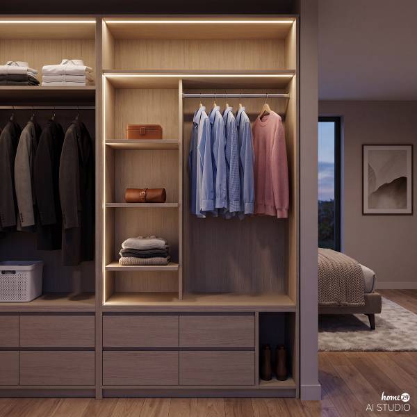Inneneinteilung SKØP 90 cm Beige - Holzwerkstoff - 90 x 149 x 51 cm