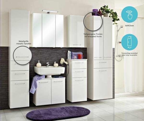 Midischrank Quickset 341 I Hochglanz Weiß - Breite: 50 cm