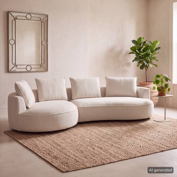 Bigsofa BUCKLEY Webstoff Saia: Beige - Ausrichtung links