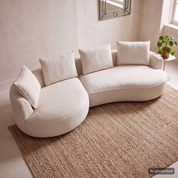 Bigsofa BUCKLEY Webstoff Saia: Beige - Ausrichtung links