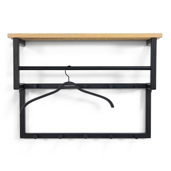 Wandgarderobe Rizzoli XS Eiche massiv / Metall - Eiche / Schwarz