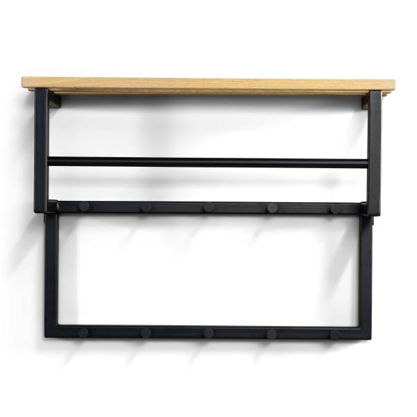 Wandgarderobe Rizzoli XS Eiche massiv / Metall - Eiche / Schwarz