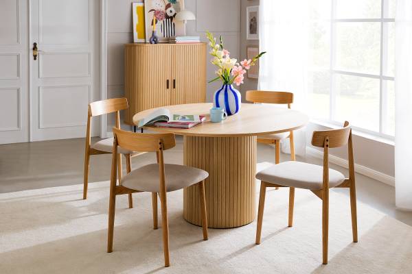 DEYARNA HOME Set van 8 moderne eetkamerstoelen met stoffen kussens, Scandinavische keukenstoelen met poten van beukenhout (wit