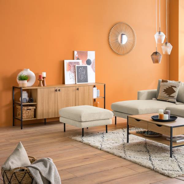 Polsterhocker LANDOS Cordstoff Licia: Sand