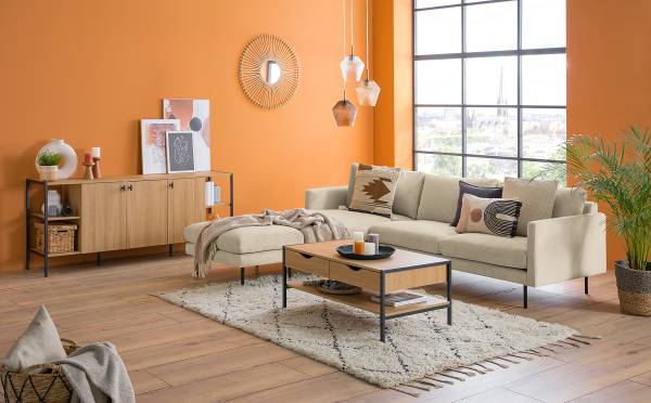 Polsterhocker LANDOS Cordstoff Licia: Sand