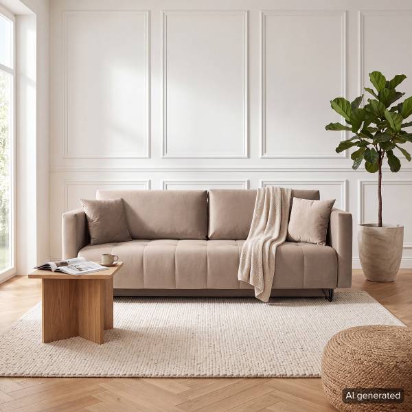 Schlafsofa Bristol Samt - Samt Ravi: Beige