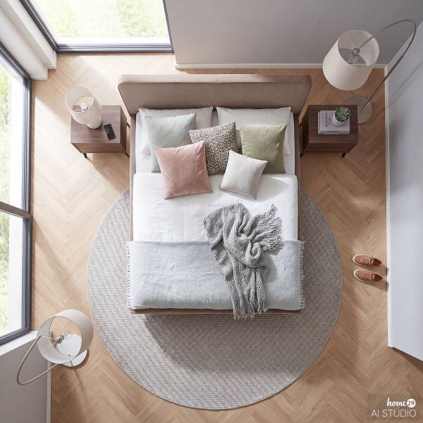 Polsterbett KARELIA Samt Ravi: Beige - 180 x 200cm - Mit Lattenrost