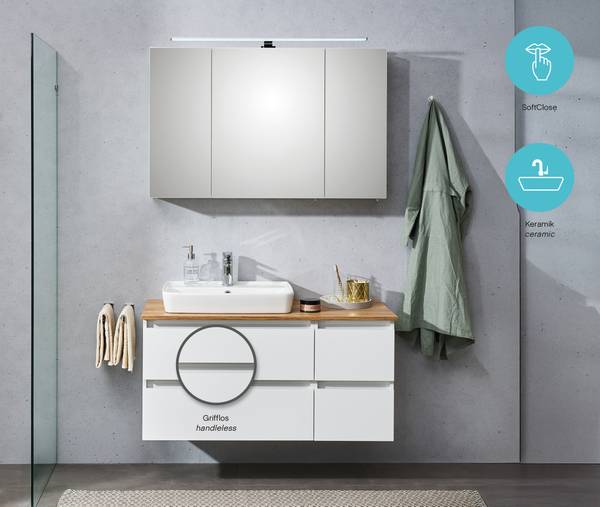Waschtisch Quickset 360 II Weiß / Eiche Riviera Dekor