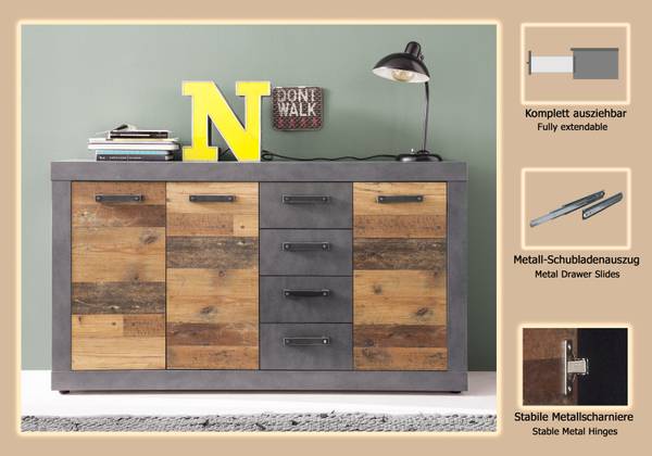 Sideboard Indy Altholz Dekor / Anthrazit