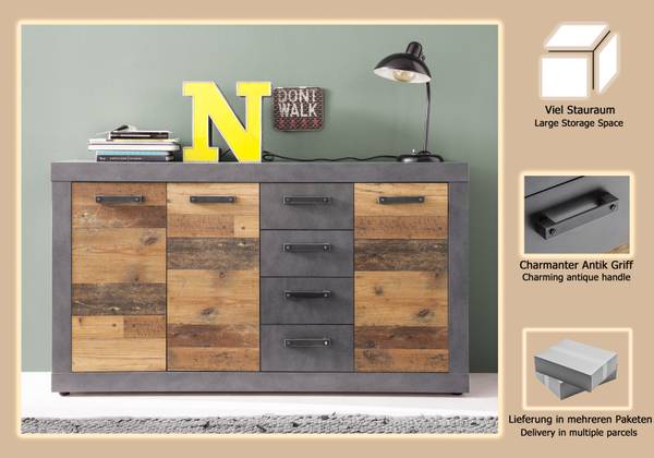 Sideboard Indy Altholz Dekor / Anthrazit