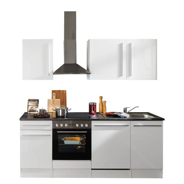 Cuisine équipée Pattburg III Blanc brillant - Largeur : 220 cm - Sans électroménager