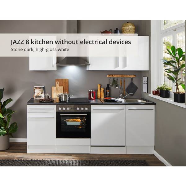 Cuisine équipée Pattburg III Blanc brillant - Largeur : 220 cm - Sans électroménager