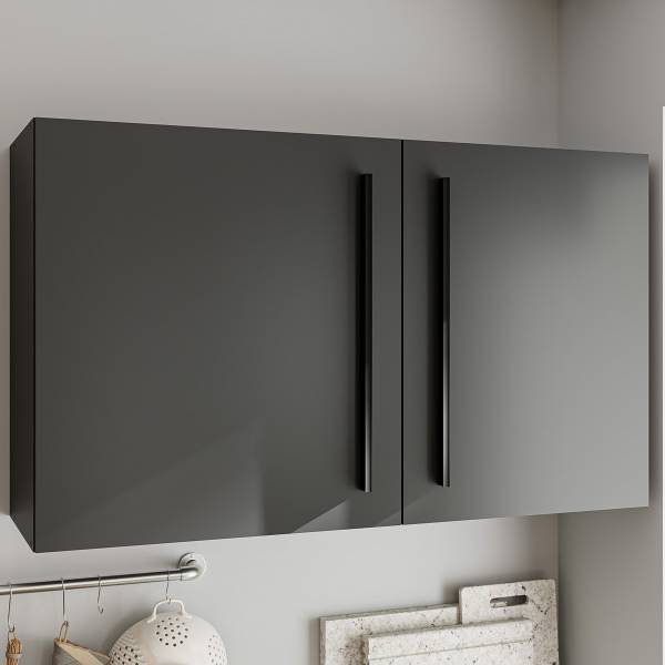 Eck-Küchenzeile Pattburg Matt Schwarz - Breite: 220 cm - Ohne Elektrogeräte