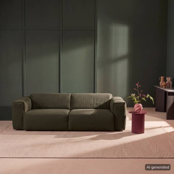 3-Sitzer Sofa HUDSON Webstoff Saia: Graugrün meliert