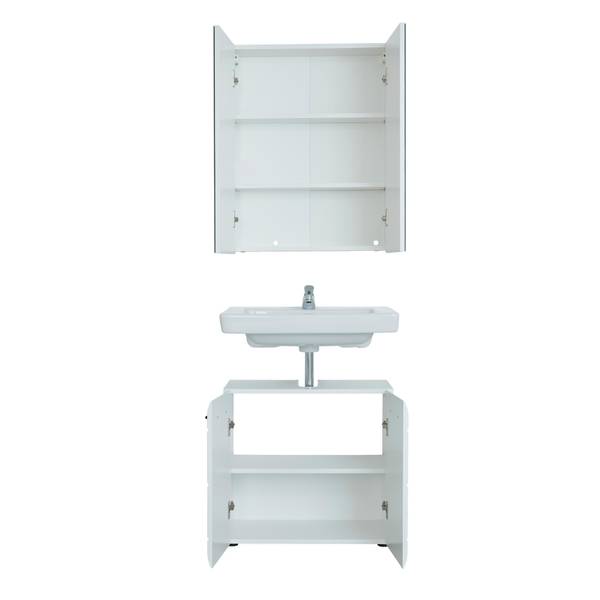 Badezimmerset Skin 2-teilig Hochglanz Weiß