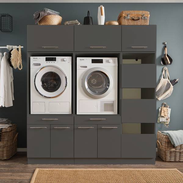 Wasmachinekast-set Laundreezy B antracietkleurig - 185 x 200 cm